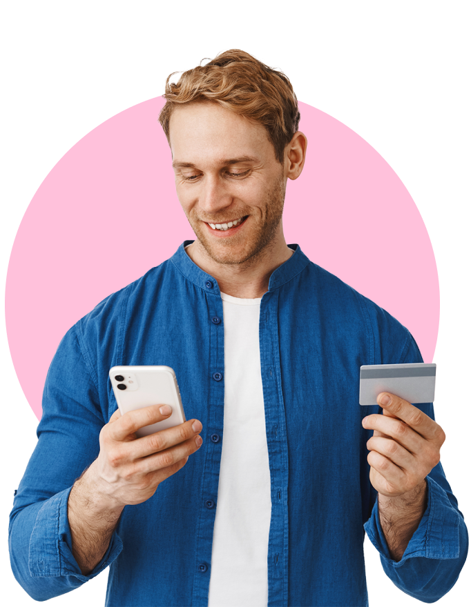 male consumer uploading receipt into rewards app
