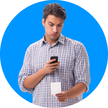 man uploading receipts for rewards